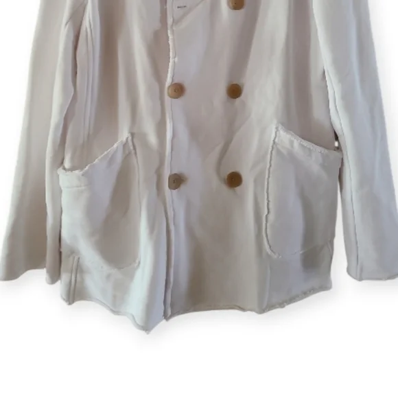 Frank & Eileen Belfast Triple Fleece Sweatshirt Peacoat White Jacket - Picture 9 of 17